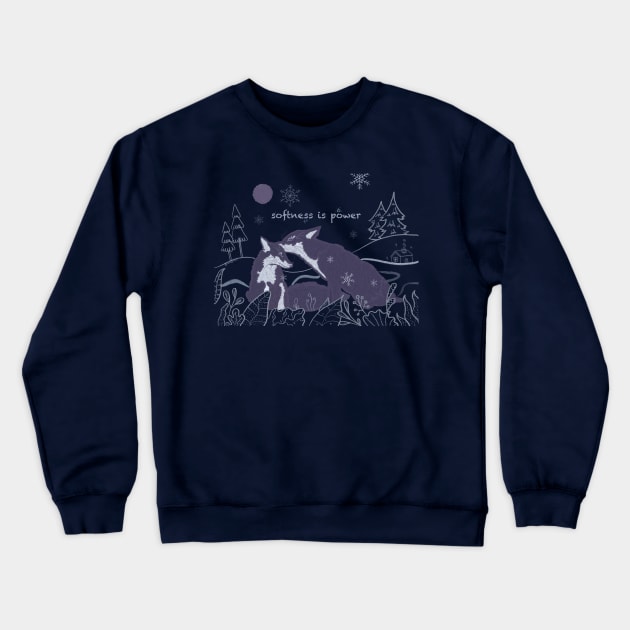 Softness is Power - cute foxes Crewneck Sweatshirt by varangyosreka